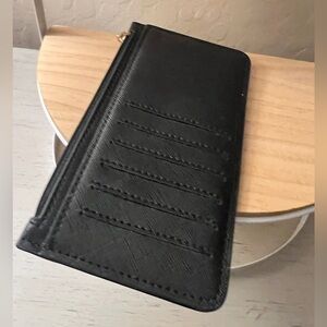 Target A New Day Slim Wallet Purse Accessory Black Gold Zipper NWOT